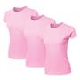 Imagem de Kit 3 Blusas Feminina Camiseta Lisa Básica Algodão Camisa Baby Look