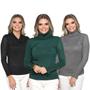 Imagem de Kit 3 Blusas Feminina de Tricot Manga Longa Tendência Frio 2024