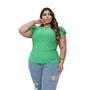 Imagem de Kit 3 blusas laise plus size manga 2 babados moda feminina elegante