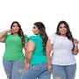 Imagem de Kit 3 blusas laise plus size manga 2 babados moda feminina exclusivas