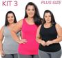 Imagem de KIt 3 Blusas Regatas Esportiva Para Treinos Plus Size