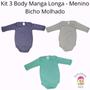 Imagem de Kit 3 Body Manga Longa Bebe Menino - Marca Bicho Molhado