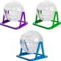 Imagem de Kit 3 Bola Globo de Exercícios Brinquedo com Suporte Plástico Hamster Roedores Cores Sortidas