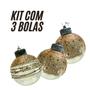 Imagem de Kit 3 Bolas de Natal Champanhe Translúcidas com Glitter 8 cm Tok da Casa