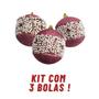 Imagem de Kit 3 Bolas de Natal Faixa Flocada c/ Lantejoula 10cm Grande Tok da Casa