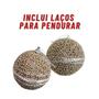 Imagem de Kit 3 Bolas de Natal Flocadas com Linhas 10cm Enfeite Árvore Tok da Casa