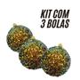 Imagem de Kit 3 Bolas de Natal Verde Brilhante com Glitter 8 cm Luxo Tok da Casa