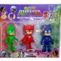 Imagem de Kit 3 Boneco Pjmasks Menino Gato Corujita Lagartixo 15Cm