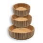 Imagem de Kit 3 Bowls Canelados De Bambu Tamanho P M G