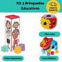 Imagem de Kit 3 Brinquedo Bebê Educativo Encaixar 1 ano Didatico Presente Menino Menina Criança Expressão