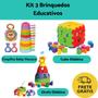 Imagem de Kit 3 Brinquedo Educativo Encaixar Empilhar Bebe 1ano Presente Menino Menina Criança Didatico Cubo