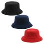 Imagem de Kit 3 Bucket Hat Liso Unissex Preto, Azul Marinho E Vermelho