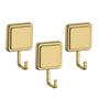 Imagem de Kit 3 Cabide Gancho Multiuso Para Toalha Objetos Banheiro Adesivo Dupla Face Dourado - Future