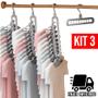 Imagem de Kit 3 Cabide Magico Organizador Dobrável 9 Divisórias Multiuso 360º