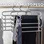 Imagem de Kit 3 Cabides Multifuncional Calças 4 Divisórias Jeans Roupa Branco