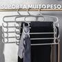 Imagem de Kit 3 Cabides Multifuncional Calças 4 Divisórias Jeans Roupa Cinza