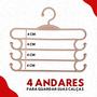 Imagem de Kit 3 Cabides Multifuncional Calças 4 Divisórias Jeans Roupa Cinza