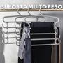 Imagem de Kit 3 Cabides Multifuncional Calças 4 Divisórias Jeans Roupa Rosa
