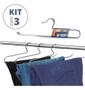Imagem de Kit 3 Cabides Para Calça Shorts Saia Aço Inox Cabideiro Calceiro