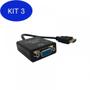 Imagem de Kit 3 Cabo Conversor Hdmi Para Vga Com Audio Desbloqueado