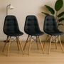 Imagem de Kit 3 Cadeiras Charles Eames Eiffel Botone Base Madeira Preta