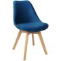 Imagem de Kit 3 Cadeiras Charles Eames Leda Veludo Luisa Saarinen Estofada Base Madeira - Azul