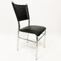 Imagem de Kit 3 Cadeiras de COZINHA com reforço cromada assento preto fibra sintético preta - Poltronas do Sul
