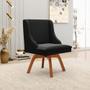 Imagem de Kit 3 Cadeiras Decorativas Sala de Jantar Base Giratória de Madeira Firenze Veludo Preto/Natural G19 - Gran Belo