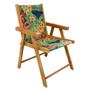 Imagem de Kit 3 Cadeiras Dobrável para Área Externa Balcony em Madeira e Tecido Floral