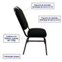 Imagem de Kit 3 Cadeiras para Hotel Auditório Igreja Restaurante Eventos com Reforço Empilhável cor Preta