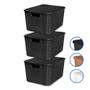 Imagem de Kit 3 Caixas Cesto Rattan Organizadora c/ Tampa 15L 34x26