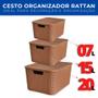 Imagem de Kit 3 Caixas Cestos Trama Rattan Organizador 7/15/20L PMG