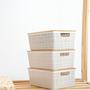 Imagem de Kit 3 caixas organizadoras 4 litros brancas c/ tampa bambu