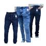 Imagem de kit 3 calça jeans masculina juvenil menino com laycra 10 12 14 e 16 Anos