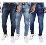 Imagem de Kit 3 Calça Jeans Sarja Masculina Skinny Slim Lycra  + Cores - Daze Modas