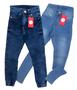 Imagem de kit 3 calça meninas jeans infantil juvenil com laycra feminina de 4 a 16 anos