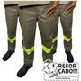 Imagem de Kit 3 Calça REFORÇADA de Brim Pesado com Faixa Refletivo Uniforme Profissional de Trabalho Sinalização Para Industria Pedreiro Eletricista Soldador