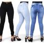 Imagem de Kit 3 Calças Jeans Feminina Skinny Levanta Bumbum Cintura Alta com Elastano