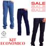 Imagem de Kit 3 Calças Jeans Masculinas Com Lycra Básicas Modelagem Tradicional Kaeru