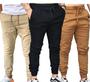 Imagem de Kit 3 Calças Jogger Jeans e Sarja Várias Cores Masculina Linha Premium Slim Fit