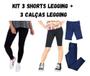 Imagem de Kit 3 Calças Legging + 3 Shorts Legging Infantil Escolar