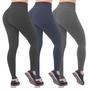 Imagem de Kit 3 calças legging cintura alta feminina suplex básica moda fitness academia  Águas Claras