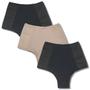 Imagem de Kit 3 Calcinha Cinta Modeladora Cintura Alta Segura Culote