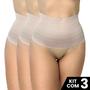 Imagem de Kit 3 Calcinhas Cinta Elastico 17cm Compressão Confortável Modeladora de Cintura Lingerie Funcional