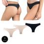 Imagem de Kit 3 Calcinhas Fio Dental Try Basics Algodão Cotton Básica Lisa Moda Lingerie