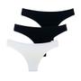 Imagem de Kit 3 Calcinhas Fio Dental Try Basics Algodão Cotton Básica Lisa Moda Lingerie