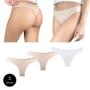 Imagem de Kit 3 Calcinhas Fio Dental Try Basics Algodão Cotton Básica Lisa Moda Lingerie