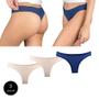 Imagem de Kit 3 Calcinhas Fio Dental Try Basics Algodão Cotton Básica Lisa Moda Lingerie
