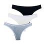 Imagem de Kit 3 Calcinhas Fio Dental Try Basics Algodão Cotton Básica Lisa Moda Lingerie