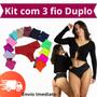 Imagem de Kit 3 Calcinhas Fio Duplo Cós Alto  Fio Largo para Conforto Extra